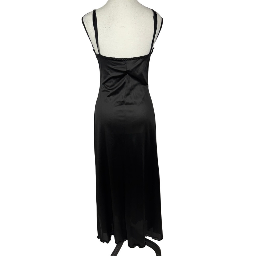 Vintage Black Lace Slip Dress Small Coquette Nightgown Lingerie Romantic USA - Picture 5 of 10